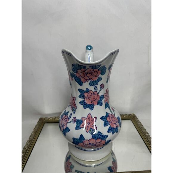 Chinese Export Extra Large Floral Wash Water Pitcher, Vintage Chinoiserie Chic - Picture 4 of 9
